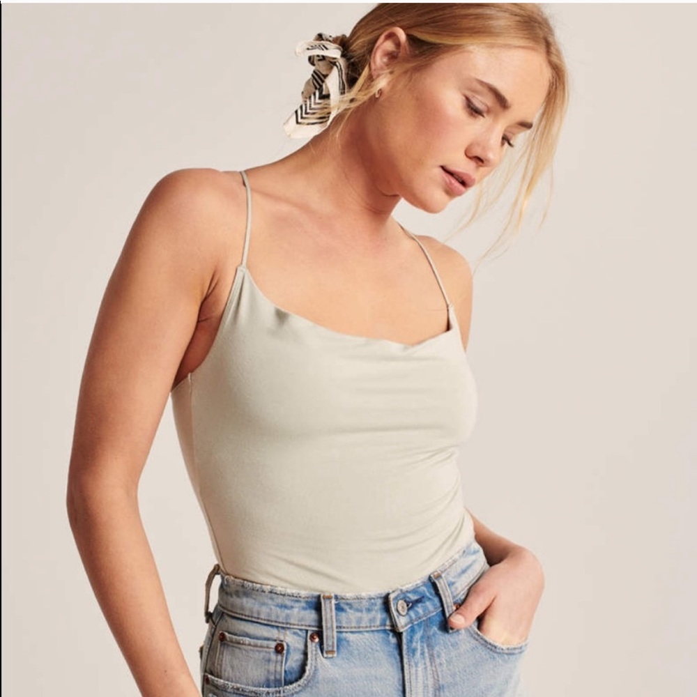 A&F drapey cowl neck bodysuit